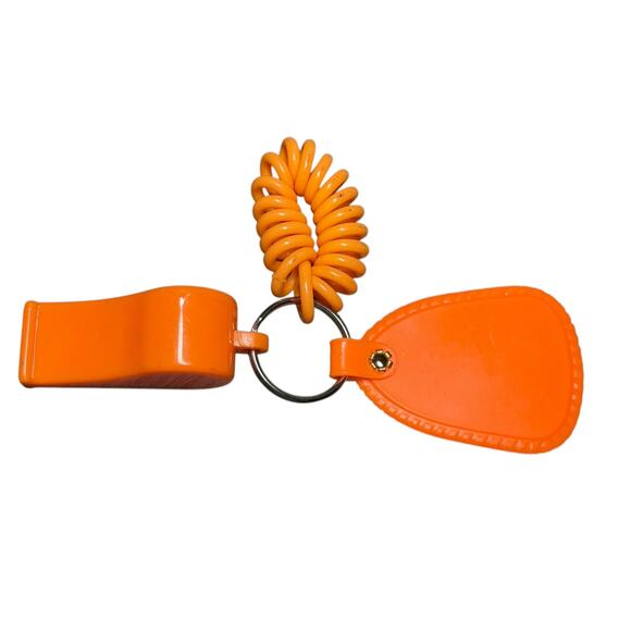 United Healthcare Keychain Safety Whistle Plastic Retro Neon Pink Orange Rare 2 - Picture 3 of 7